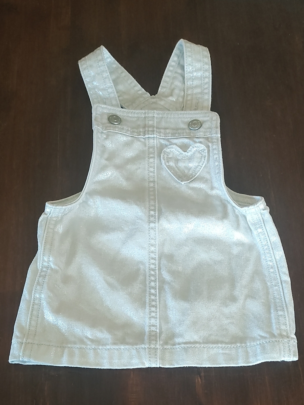 Girls Metallic Silver Dress Overall - Kids Bottoms